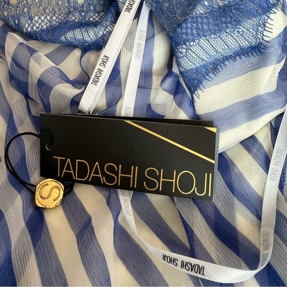 Tadashi Shoji Plus Size 100% Silk Blue and White A-Line Midi Dress - Picture 7 of 12